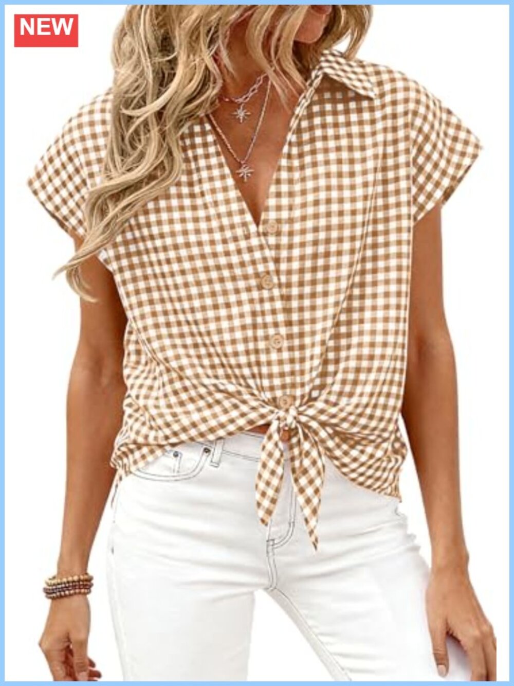 Plaid Button Down Short Sleeve Blouse for Women Dressy Casual Work Top
